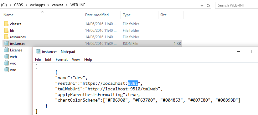 Define a TM1 instance in Canvas