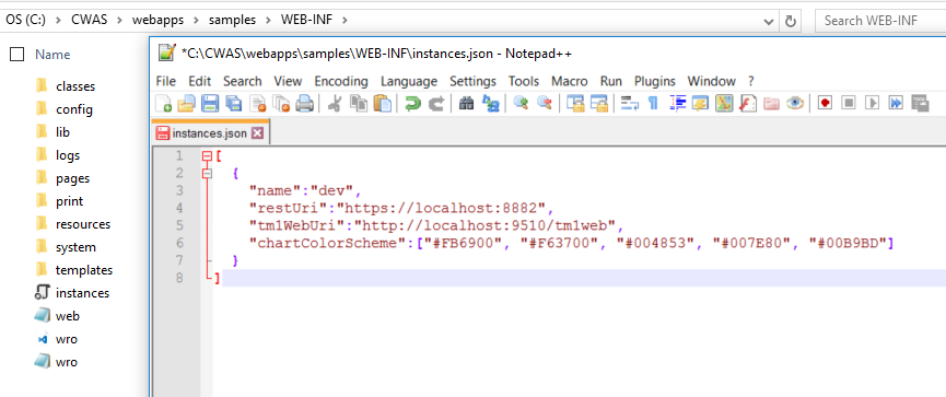 Parameters in the instances.json file