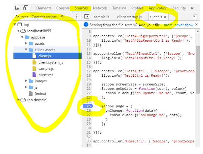 Debug a Canvas page (Controllers and Debugger)