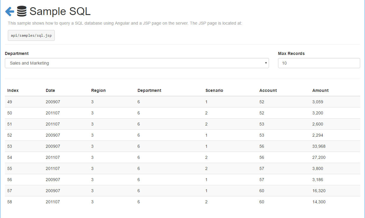 Query an external database from Canvas