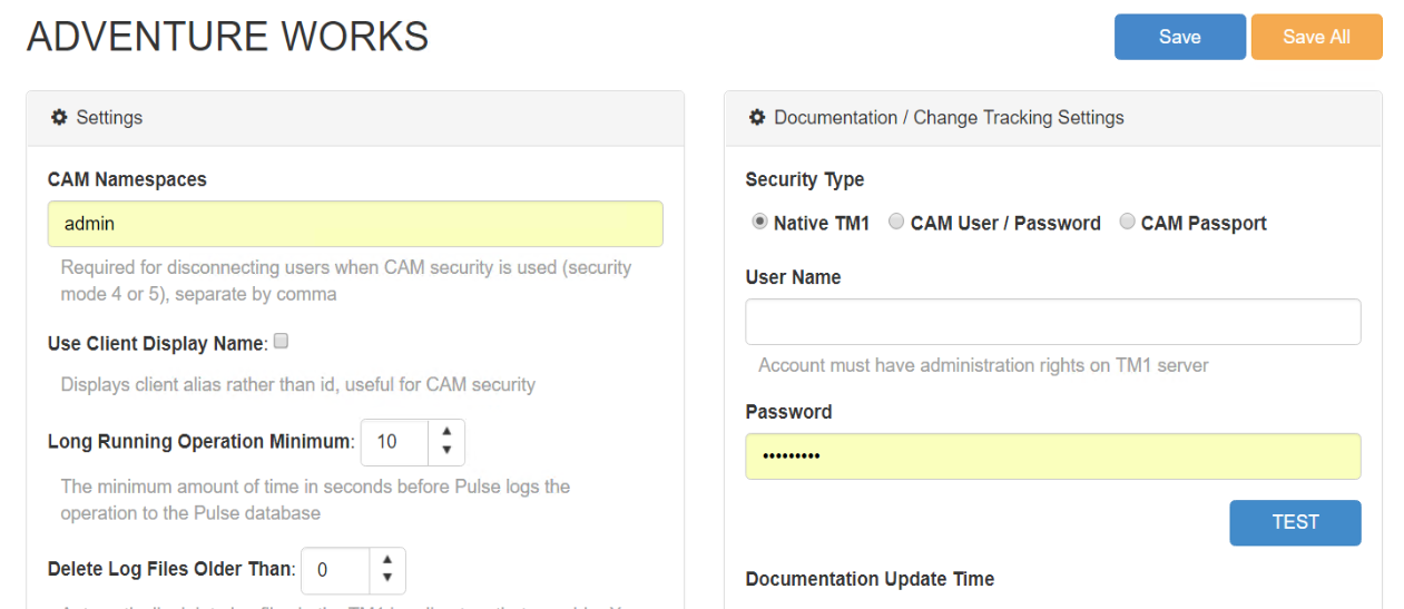 Setting Pulse with TM1 security mode 3